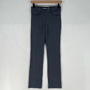 Beta Brand Petite XS Blue Geometric Printed Stretch‎ Pull On Straight Leg Pants